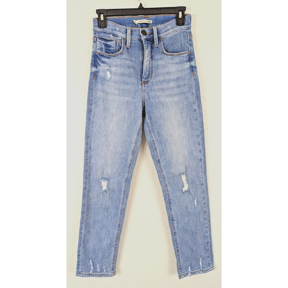 Whetherly sz 24/00 Jeans Pierce high rise Straight leg denim distressed 4012